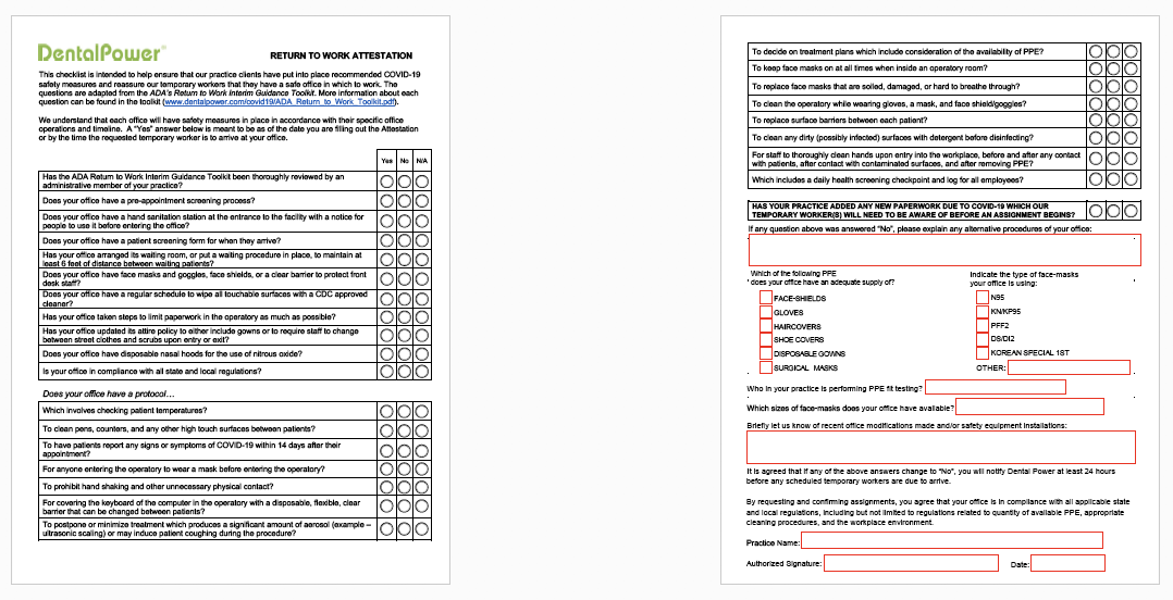 Return To Work Attestation Form